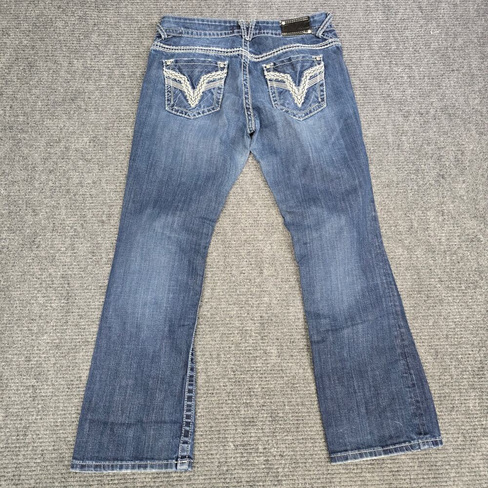 Vigoss Womens Jeans 11/31 34x31 Blue Bootcut Thick Stitch Embroidered Y2K - Picture 2 of 9